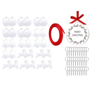 Kit de 10 pi&egrave;ces comprenant des panneaux et porte-cl&eacute;s de No&euml;l en acrylique &agrave; faire soi-m&ecirc;me - Neuf