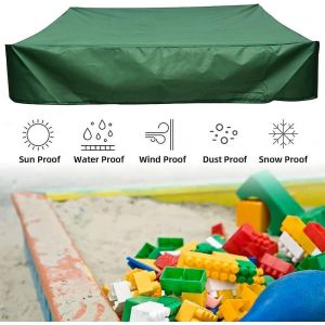 B&acirc;che Pour Bac &Agrave; Sable 150x150 Cm, Imperm&eacute;able, Protection Uv 70%, Avec Cordon De Serrage, Verte (150x150 Cm) - Neuf