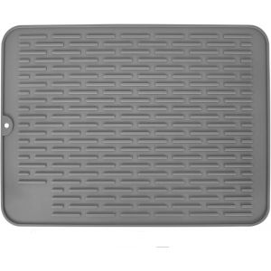 Tapis De Séchage Vaisselle En Silicone,40x30cm Tapis Egouttoir,Tapis D'évier Résistant À La Chaleur Et Antidérapant,Support Pour Évier De Cuisine(Gris) - Neuf