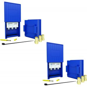 Lot de 2 interrupteurs DiseqC 2 en 1 pour récepteur satellite, 4K UHD, répartiteur LNB + 6 fiches F plaquées or + serre-câbles + vis de cheville. - Neuf