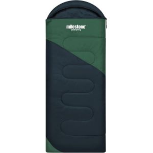 Letnerny-Milestone Sac De Couchage À Capuche 3 Saisons Style Enveloppe Simple 250 G/M² Résistant À L'eau Avec Sac De Transport Pour Camping En Plein Air 220 X 80 Cm - Neuf
