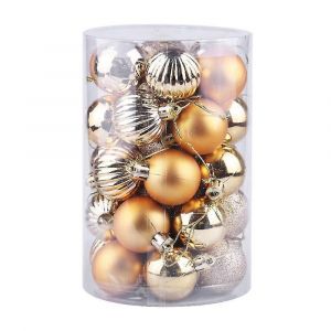 34 Pi&egrave;ces 4cm Incassable Boule De No&euml;l Ornements Pour No&euml;l Arbre Mariage F&ecirc;te D'anniversaire Decor-Or - Neuf