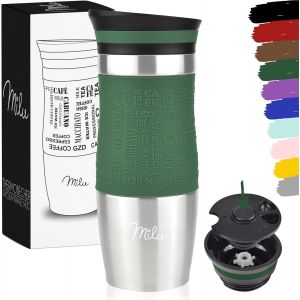 CMWS-Mug Isotherme Etanche 370ml 450ml Thermo Caf&eacute;-Th&eacute; I Tasse isol&eacute;e pour caf&eacute; et th&eacute; &agrave; emporter, Double Paroi Isol&eacute;e sous Vide, Acier Inoxydable I Tasse de voyage Chaud & froid (Olive, 370ml) - Neuf