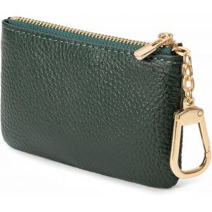 TRAHOO-Porte-monnaie en cuir pleine fleur pour homme et femme - &Eacute;tui &agrave; cl&eacute;s en cuir Coin Purse Petit portefeuille femme avec trousseau de cl&eacute;s (vert fonc&eacute;), vert fonc&eacute;, Moderne et minimaliste - Neuf