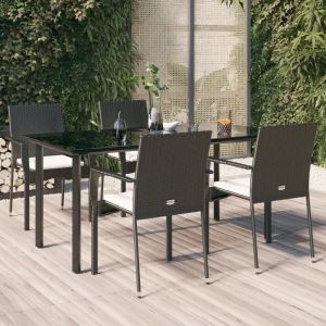 Prolenta Premium - Ensemble &Agrave; Manger De Jardin Coussins 5pcs Noir R&eacute;sine Tress&eacute;e - Neuf