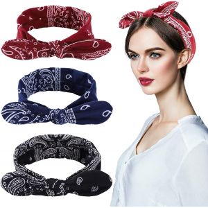 2 Pi&egrave;ces Bandeaux Bandeau Paisley Bandana Pour Femme Bandana R&eacute;tro Bandeau En Fil Des Ann&eacute;es 50,Bandeaux Extensibles Pour Dames Boh&egrave;me En Tissu Id&eacute;al Pour Le Sport Course Yoga&iquest;3 Pcs&iquest; - Neuf