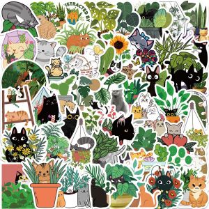 Lot de 50 autocollants graffitis chats et plantes pour ordinateur portable, voiture, moto, vélo, casque, skateboard, guitare, bouteille d'eau, décoration cool, cadeaux - Neuf