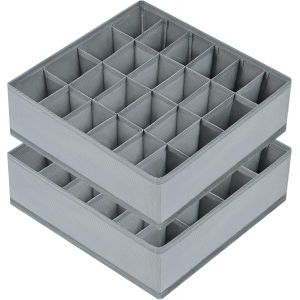Lbgwp60-Lotde 2 Organ Urs De Tiroir Pliables À 24 Compartiments Pour Ranger Chaussettes, Soutien-Gorge, Mouchoirs (Gris) - Neuf