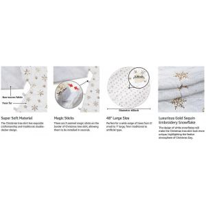 Jupe de sapin de No&euml;l blanche de 122 cm (48 pouces) pour d&eacute;coration des f&ecirc;tes - Neuf