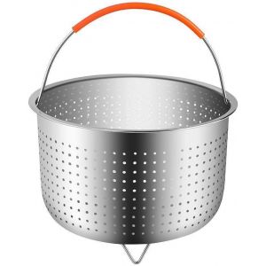 JEXNOVASHOP-Panier &agrave; Vapeur,304 Acier Inoxydable L&eacute;gumes Panier Vapeur, Cuiseur &agrave; Riz Vapeur Panier Autocuiseur Panier Vapeur Avec Poign&eacute;e Recouverte de Silicone pour la Cuisson Des L&eacute;gumes et Des Al - Neuf