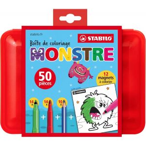 Kalanka-Coloriage - Boite De Coloriage : 28 Feutres + 10 Crayons De Couleur + 12 Magnets Monstres À Colorier, Coloris Assortis, Boîte Monstre X 50 - Neuf