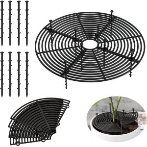 Eryi-2 Pièces 30 Cm Cache-Pot De Fleurs En Grille Avec 16 Piquets De Sol Grille Protection Plante Couvercle Inférieur Découpable Réutilisable,Convient Pour Rotéger Les Plantes,Les Enfants(Noir) - Neuf