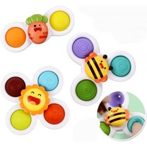 TDRFL-3 Pièces Ventouse Jouet De Ventouse De Table,Jouets Sensoriels Pour Bébé,Jeu De Ventouse Sûr,Doigts De Bain De Bébé Spinner À Main Jouet Cadeau Rotatif Pour Enfants Enfants (Océan) - Neuf