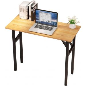 Ksfal-Bureau Pliable D'ordinateur Informatique Table Pliante Cuisine Petit Bureau Mural Rabattable 80x40x75cm Console Meuble Bois Métal Pour Travail Conférence Gaming Domicile Teck&noir - Neuf