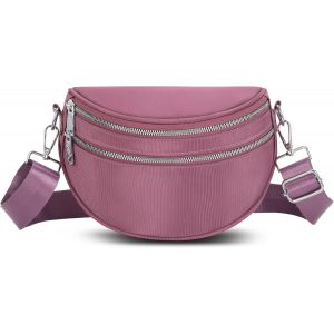 SJZG-Sac Banane &Eacute;l&eacute;gant Pour Femme - Petit Sac &Agrave; Bandouli&egrave;re Avec Large Sangle R&eacute;glable Et Amovible - Pour Festival, Voyage, Quotidien, Rose, Taille Unique, Boh&egrave;me - Neuf