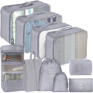 Lot De 10 Organisateur Val Sac Rangement Val , Gris Organ Ur Val Bagage Packing Cubes, Organ Ur Val Compartiment Pour Voyager Stockage &Agrave; Domicile Stockage De V&ecirc;tements - Neuf