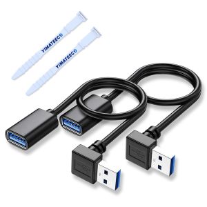 JGD-C&acirc;ble d'extension USB 3,0 vers le haut, C&acirc;ble de donn&eacute;es USB m&acirc;le &agrave; femelle de 30CM, adaptateur USB &agrave; 90 degr&eacute;s avec Contacts plaqu&eacute;s or pour cl&eacute; USB, disque dur(Angle vers le haut, 2 pi&egrave;ces, noi - Neuf