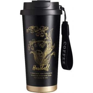 Eryi-Liemuao Tasse De Voyage Isotherme 500ml, Mug Isotherme Café Avec Paille, Gobelets Isothermes En Acier Inoxydable 316, Tasse Thermos Café Pour Chaud Ou Glacé Pour Maison Bureau Voiture (Noir) - Neuf