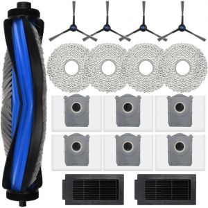 Accessoires pour Ecovacs Deebot T50 Omni/T50 Pro Omni/T50 Max Pro, 1 brosse à rouleau principale,6 sacs à poussière,4 brosses latérales,2 filtres,4 chiffons de nettoyage,pièces de rechange - Neuf