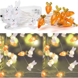 lbgwp60-2M 20 Led De Pâques Lapin Carotte De Pâques Lapin Carotte Éclairage De Pâques Led Pour Éclairage De Pâques Jardin Led, Décoration De Chambre Pâques Intérieure - Neuf