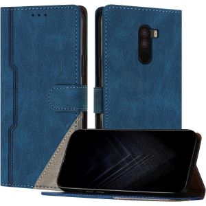 KAL-Étui Pour Xiaomi Pocophone F1, Housse En Cuir Pu Avec [Protection Antichoc Tpu] [Fonction Support] [Porte-Cartes ] Antichoc Magnétique Coque Pour Xiaomi Pocophone F1 - Bleu - Neuf