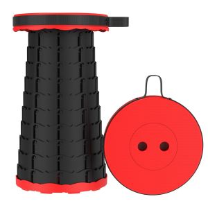 Tabouret Pliant Portable (Rouge), Tabouret Rétractable De 2ème Génération, Tabouret De Camping, Adapté Aux Activités De Pêche/Bbq/Indoor/Outdoor, Charge Max 397lb - Neuf