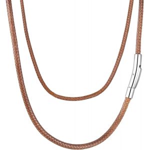 Kal-Cordon Collier Pour Pendentif Collier Cuir Homme 2mm/3mm Chaine Noir/Brun Colliers Cuir Fermoir Acier Inoxydable Waterproof Bijoux Homme 40/45/50/55/60/65/70/75 Cm - Neuf