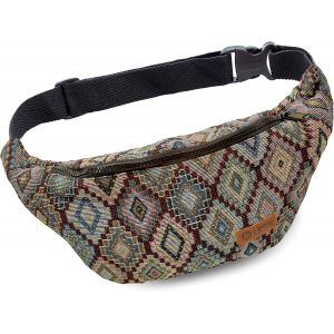 SJZG-Leon Sac Banane, Sac Banane, 100 % Coton, Sac Banane Belly Belt Moon Bag Bumbag Boho Hippie Tribal Pour Homme Et Femme, Gt Point D'&Eacute;jection En Losange, Taille Unique, Sac Banane &Agrave; Bandouli&egrave;re - Neuf