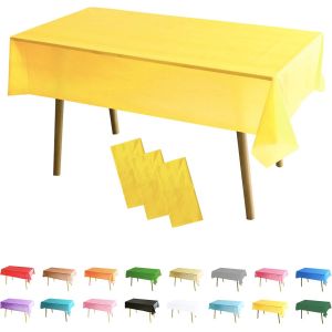 Sjzg-3 Pièces Nappe Rectangle (137 X 274 Cm) Jaune Nappe De Table Anti-Tâches Polyester Couverture De Table Protection De Table Pour Salle À Manger, Jardin, Fête, Mariage, Maison, Banquet Halloween N - Neuf
