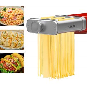NouvelHorizonstore-Kit d'accessoires &agrave; p&acirc;tes pour robot culinaire KVC/KVL Kenwood, appareil &agrave; p&acirc;tes 3 en 1 en acier inoxydable avec rouleau &agrave; p&acirc;tes, coupe-spaghettis et machine &agrave; p&acirc;tes fettuccine - Neuf