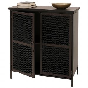 Commode de pharmacien HWC-O79, armoire haute avec compartiments de rangement, look vintage shabby 94x80x35cm, aspect m&eacute;tallique - Neuf