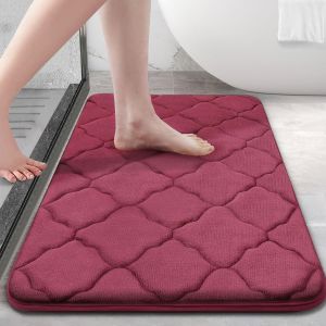 KAL-Tapis De Bain Antiderapant,Tapis Salle De Bain En Mousse À Mémoire Douce, Absorbant,Lavable En Machine - 40 X 60 Cm, Bordeaux - Neuf