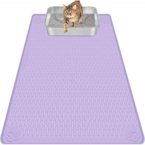 Tapis Litiere Chat,Tapis De Litière Pour Chat En Silicone Extra Grande 40 ""X 28"" Doux Pour Les Pattes Du Chat,Facile À Nettoyer (Violet) - Neuf