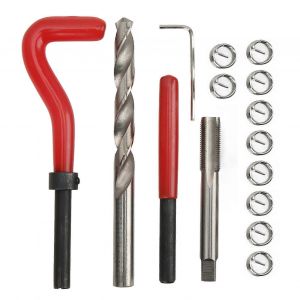 15pcs Kit de r&eacute;paration de filetage M10x1.0x13.5mm Foret en m&eacute;tal Taraud Inserts filet&eacute;s Ensemble d'outils d'installation - Neuf
