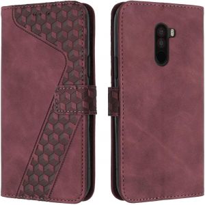 SJZG-Coque Pour Xiaomi Pocophone F1, Etui Protection Housse Premium En Cuir Pu Portefeuille &Eacute;tui T&eacute;l&eacute;phone [Fermoir Magn&eacute;tique] [Fentes Pour Cartes] Flip Case Pour Xiaomi Pocophone F1&iquest;Rouge - Neuf