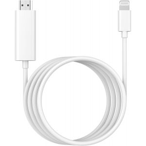 MEVRONISSHOP-Apple MFi certifi&eacute; Adaptateur c&acirc;ble Lightning &agrave; HDMI pour iPhone &agrave; HDTV, 1080P Adaptateur num&eacute;rique AV Connecteur d'&eacute;cran synchronis&eacute; pour iPhone 14 13 12 11 Pro Max XR X 8 &agrave; Moniteur de - Neuf