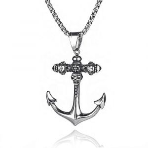 Mode Européenne Et Américaine Pendentif En Acier Titane Ancre De Bateau Collier En Acier Titane Accessoires Ornement Exquis Hip Hop En Acier Inoxydable - Neuf