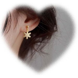 Kal-Boucles D'oreilles Boh&egrave;me Flocon De Neige En Cristal Cz Flocon De Neige Boucles D'oreilles Pendantes En Forme De Flocon De Neige Dor&eacute; Boucles D'oreilles Scintillantes Bijoux Pour Femmes Et - Neuf