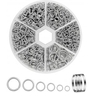 Eryi-1200pcs Anneaux De Saut Anneaux Ouvert Jump Ring En Métal Connecteur De Bijoux Jonction Chaine Links Argent 4mm 5mm 6mm 7mm 8mm 10 Mm Avec Boîte Pour Collier Bracelet Fabrication De Bijoux - Neuf