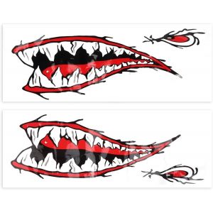 Letnerny-Autocollant De Bouche De Dents De Requin, Autocollant De Kayak Gueule De Requin Dents Imperm&eacute;ables D&eacute;calques D&eacute;coration Voiture Accessoire Cano&euml; Kayak - Neuf