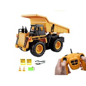 Camion-benne t&eacute;l&eacute;command&eacute; &agrave; 6 canaux pour enfants &iquest; V&eacute;hicule de chantier &eacute;lectrique - Neuf