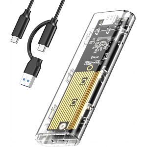 CHENG-Boîtier SSD M.2 nvme Adaptateur m2 Lecteur Disque Dur Externe,boîtier nvme Adaptateur ssd m2 usb3.1 USB-C Boîtier Disque Dur pour M.2 PCIe NVME M-Key 2230/2242/2260/2280 SSD - Neuf