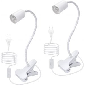 Eryi-2pcs Lampe À Pince E27, 240cm Cable, 35cm Longueur 360°Flexible Col De Cygne, Douille E27 Avec Pince, Lampe A Pince Pour Lit, Spot Avec Pince, Lampes De Lecture, Lampes-Clips Pour Plante - Neuf