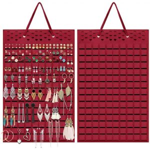 Porte Bijoux Mural Porte Boucle D'oreille Presentoir Boucle D'oreille Rangement Boucle D'oreille Pour Broches,Colliers,Bagues,Pouvant Contenir Jusqu'à 300 Paires (Rouge) - Neuf