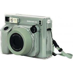 Coque transparente pour appareil photo instantan&eacute; Instax Wide 400, coque rigide en PVC pour Fuji Wide 400 - Wide 400 - &Eacute;tui de protection avec bandouli&egrave;re r&eacute;glable - Transparent - Neuf