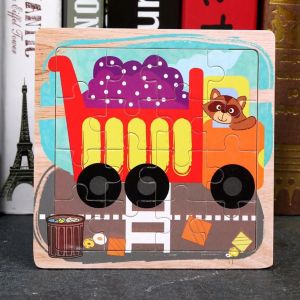 Dessin Anim&eacute; En Bois Avion Fus&eacute;e Voiture Mosa&iuml;que Puzzles Planche D&eacute;veloppement Enfants Toy_Rocket* - Neuf