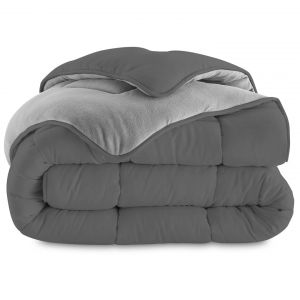 Couette 140x200 Cm Zoe Polaire Biface Gris Clair Et Gris 400 Gr - Neuf