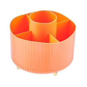Organiseur De Maquillage Rotatif À 360°, Orange, 1 Pièce, Avec 5 Compartiments Pour Pinceaux De Maquillage, Bijoux, Maquillage, Rangement De Table, Fournitures De Papier Dans La Chambre - Neuf