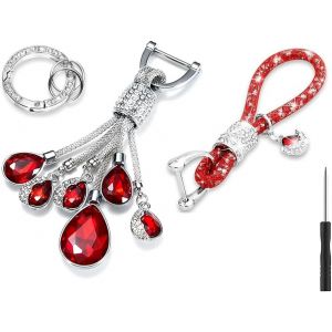 KAL-Lot De 2 Porte-Clés En Cristal Pailleté Avec Strass Pour Voiture, Sac À Main, Clé - Neuf