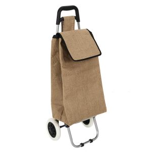 SJZG-, Sh0012, Chariot Shopping 2 Roues En Jute, Robuste Et Durable, Optimise L'Espace De Rangement, Poche Int&eacute;gr&eacute;e, Hauteur Ergonomique De 95 Cm, Mobilit&eacute; Sur Diverses Surfaces - Neuf
